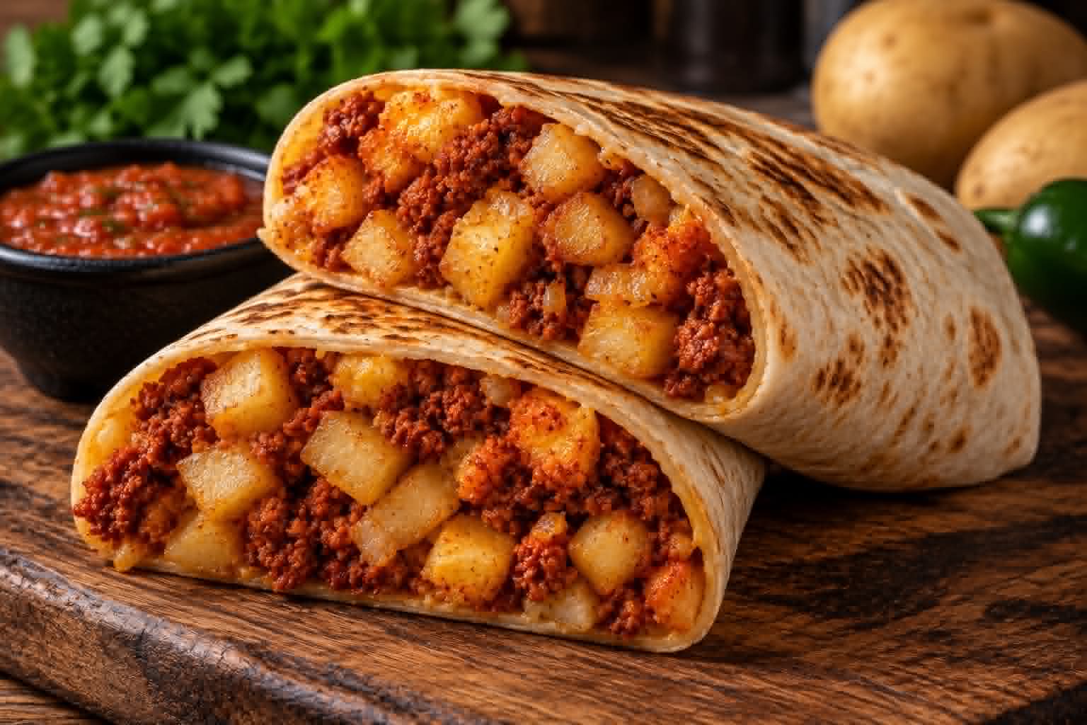 Papas con Chorizo burrito